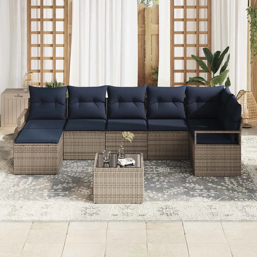 Set di divani con cuscino 8 pcs Grigio polyrattan