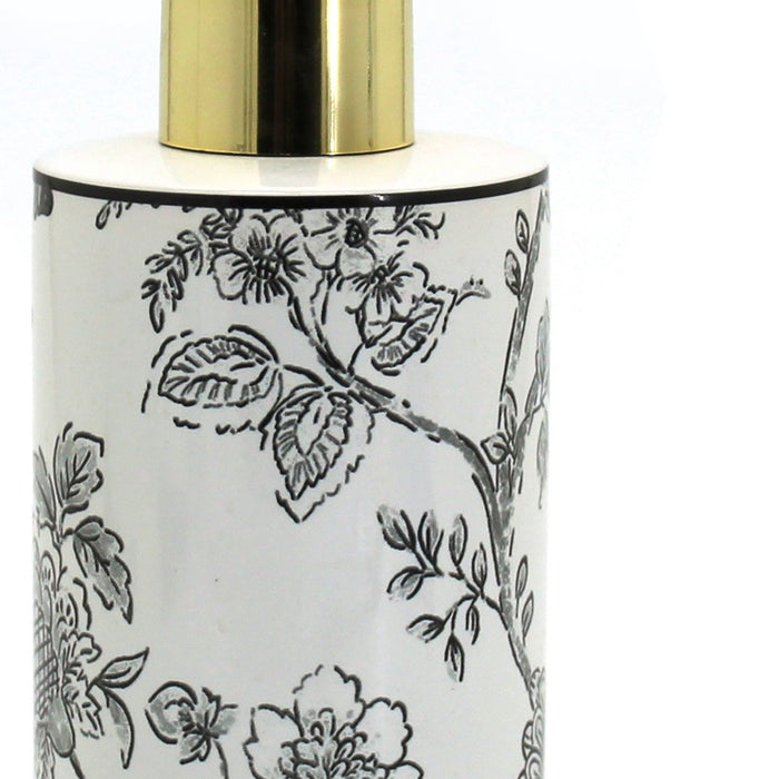 Dispenser in ceramica bianco con decori - serie Fiori