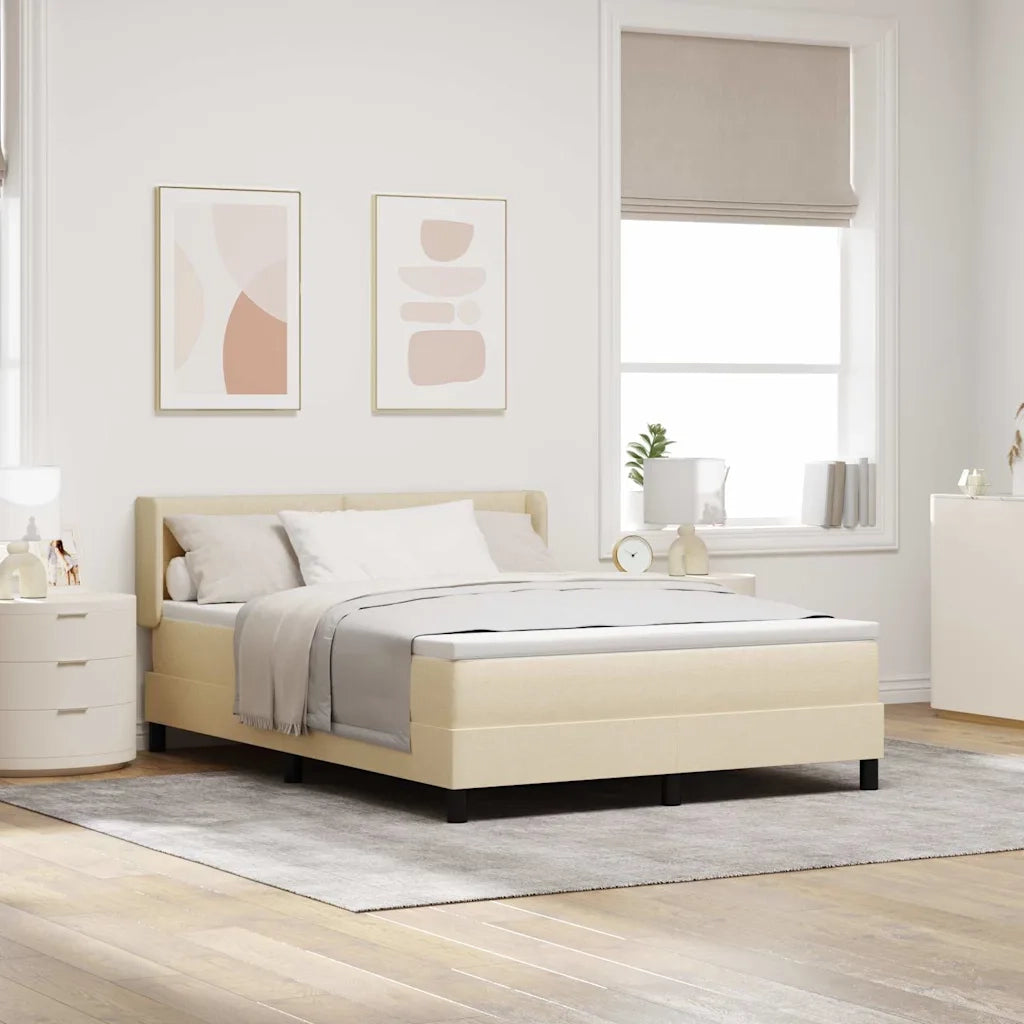 Letto a molle con testiera Crema 200 x 160 cm Tessuto 3341116