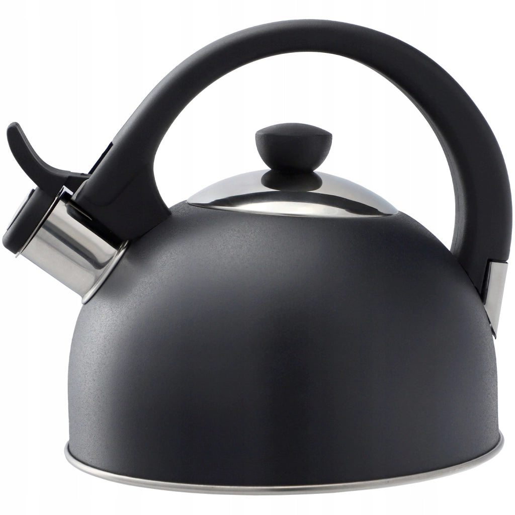 Bollitore a gas/induzione KADAX con fischietto, 1,7 l, in acciaio antracite, stile tradizionale.