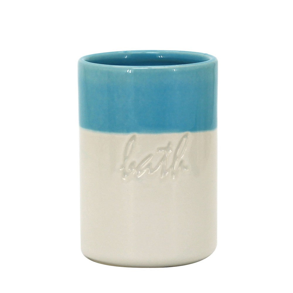 Bicchiere in ceramica blu/bianco - serie Bath