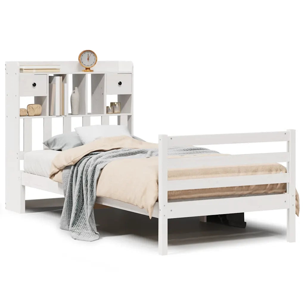 Letto Libreria senza Materasso Bianco 90x190 cm Massello Pino 3321925