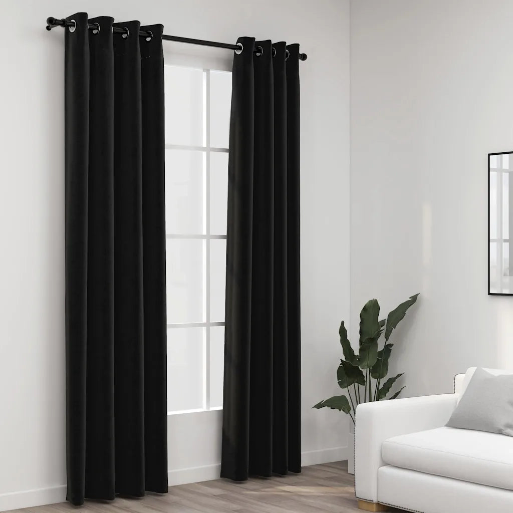 Tende Oscuranti | Tende Blackout Effetto Lino 2 pz 140x225 cm Antracite