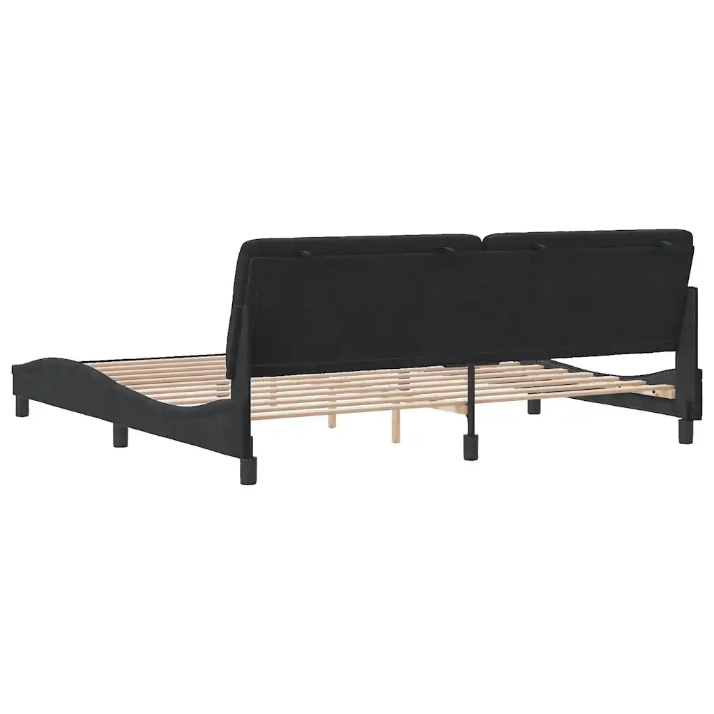 Letto matrimoniale | Letto per adulti | Giroletto senza Materasso Nero 200x200 cm in Velluto