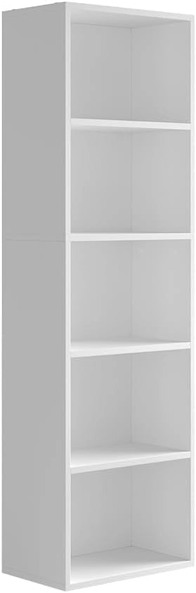 Libreria Bob, Bianco, 60 x 190 cm con 5 scomparti, per la conservazione e la presentazione di libri e raccoglitori