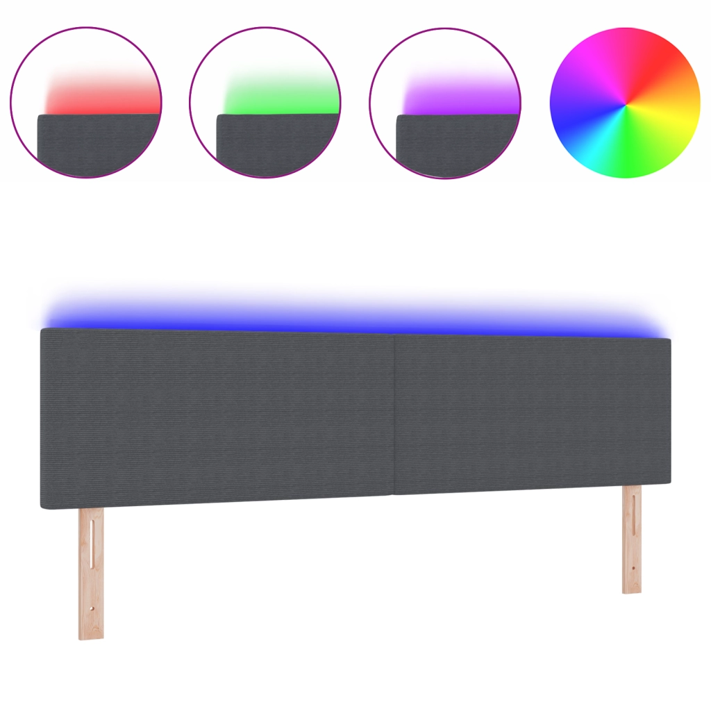 Testiera LED  Design Semplice Grigio Scuro 90 cm in Tessuto Vellutato