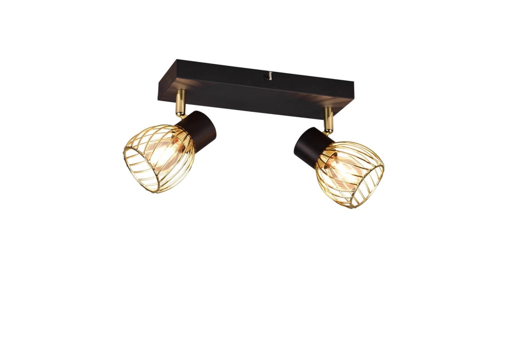 Faretto da parete RL ARDON nero/oro 2xE14 dimmer metallo