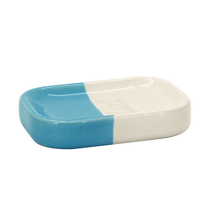 Portasapone in ceramica blu/bianco - serie Bath