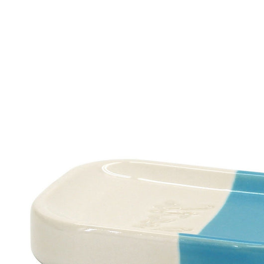 Portasapone in ceramica blu/bianco - serie Bath