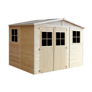 TIMBELA M334 Casa da giardino in legno naturale A226x216x324 cm/6 m²