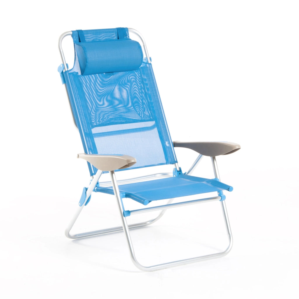 Sedia Sdraio con Braccioli Pieghevole 66x59x77 cm in Alluminio Malibù S Azzurro