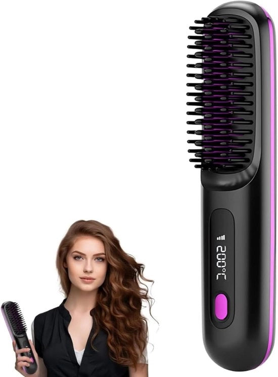 Stilo elettrico portatile - Borsetta per capelli con display temperatura - Borsetta elettrica caricabile - Per lo styling dei capelli - Ideale per uso quotidiano e viaggio
