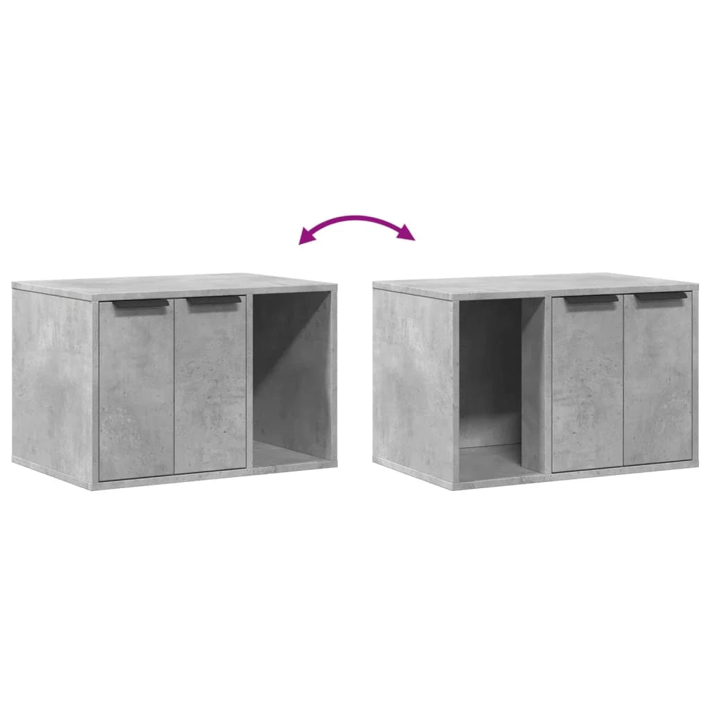 Mobiletto per lettiera per gatti in legno ingegnerizzato grigio 02_0043322