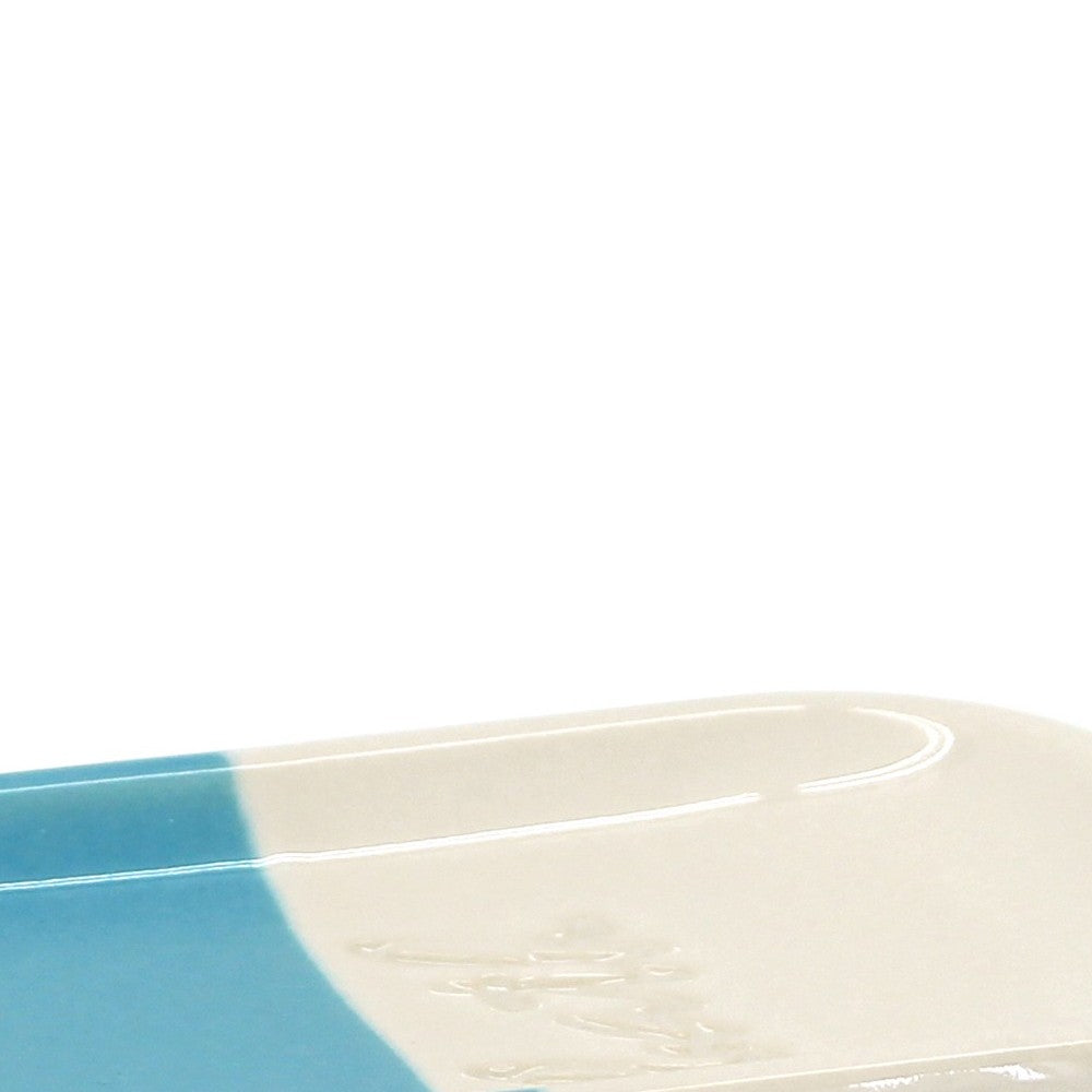 Portasapone in ceramica blu/bianco - serie Bath