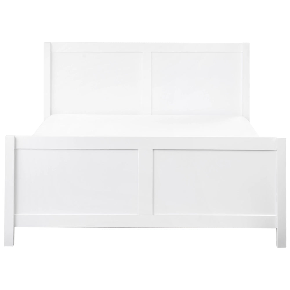Letto Matrimoniale con Testiera Struttura a Doghe in Legno bianco 140 x 200 cm stile moderno