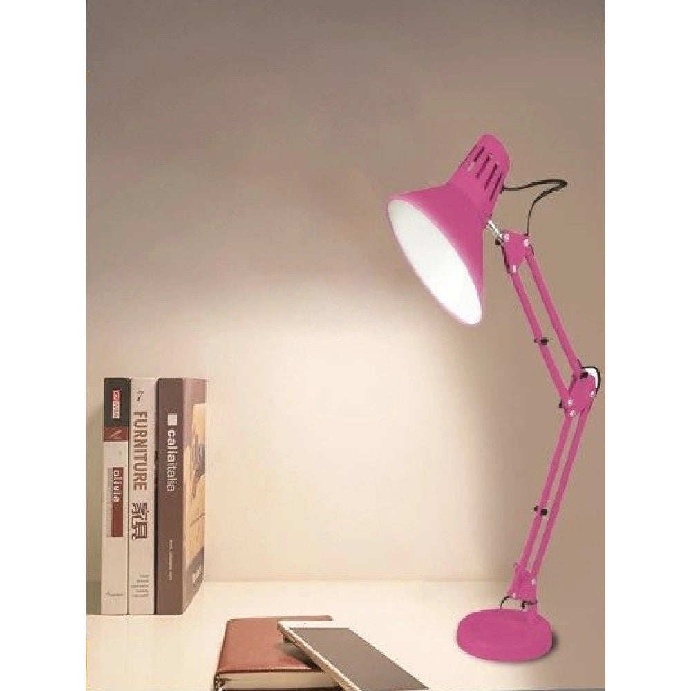 Trade Shop - Lampada Da Scrivania Con Braccio Snodabile Attacco E27 Luce Tavolo Per Ufficio - Rosa