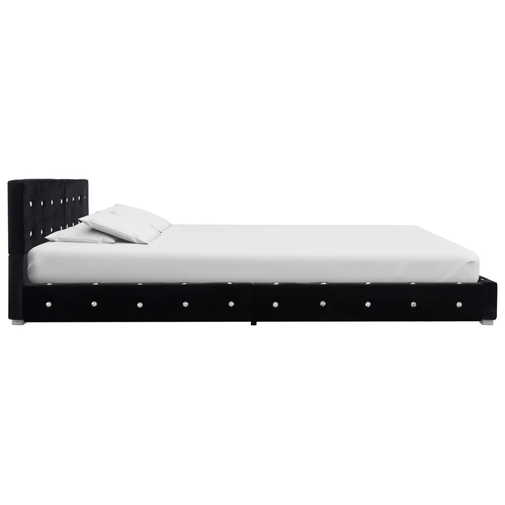 Letto con Materasso Nero in Velluto 180x200 cm 278151