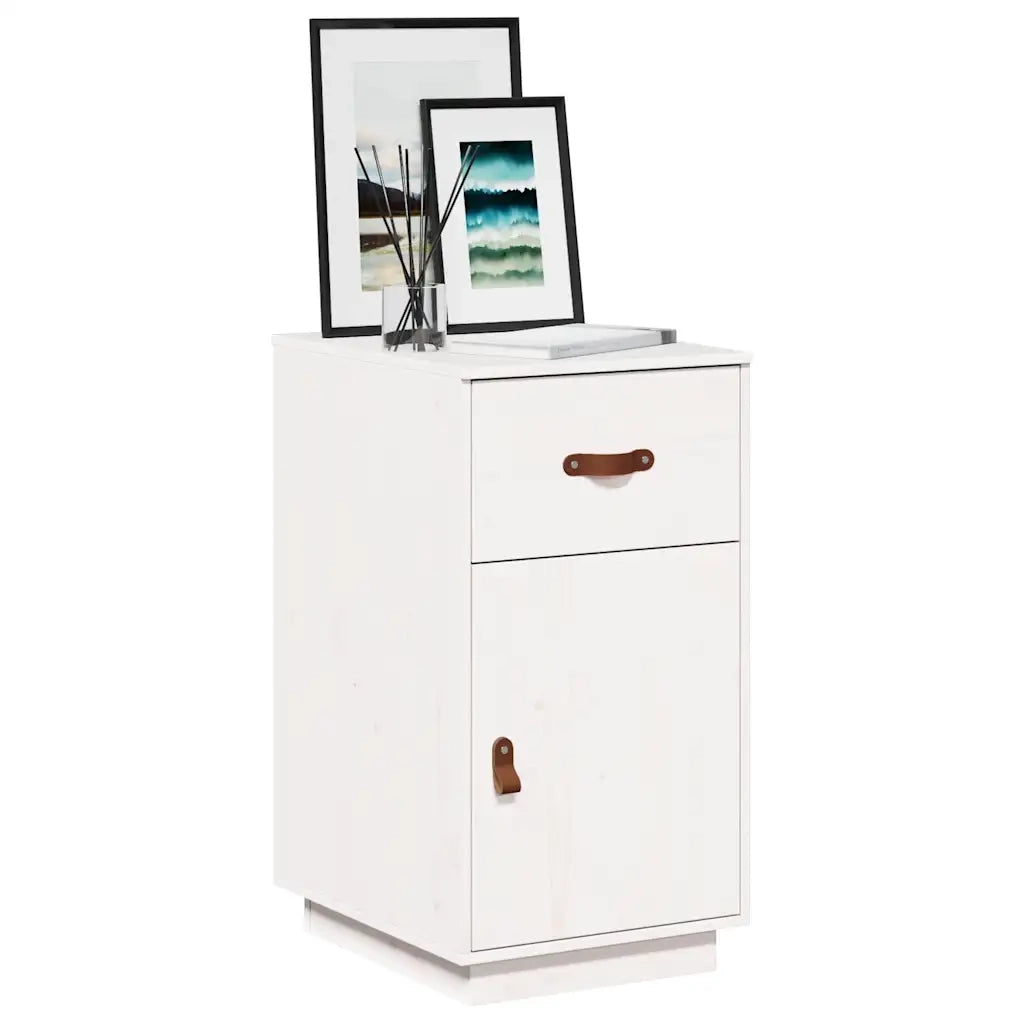 Armadietto da Scrivania Bianco 40x50x75 cm Legno Massello Pino 820098