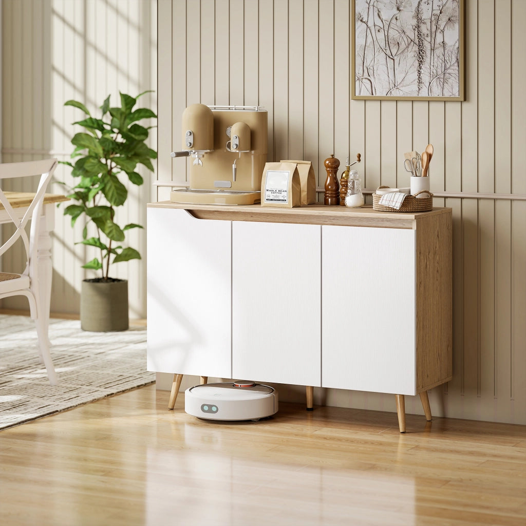 Armadio a 3 ante con ripiani ¨C zephmum ¨C 107x35x76,5 cm rovere e bianco