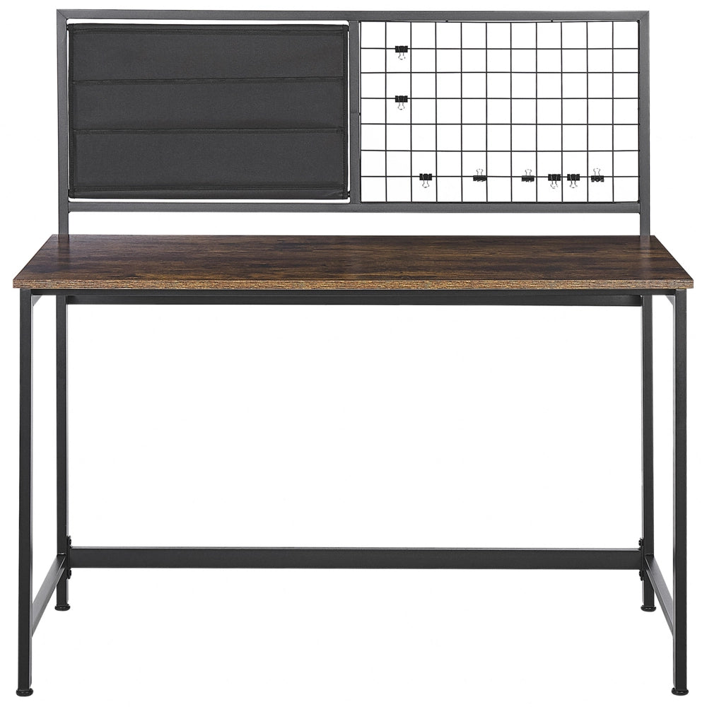 Scrivania nera con pannelli di particelle di legno scuro in metallo 60 x 118 cm Lavagna per appunti per l'home office