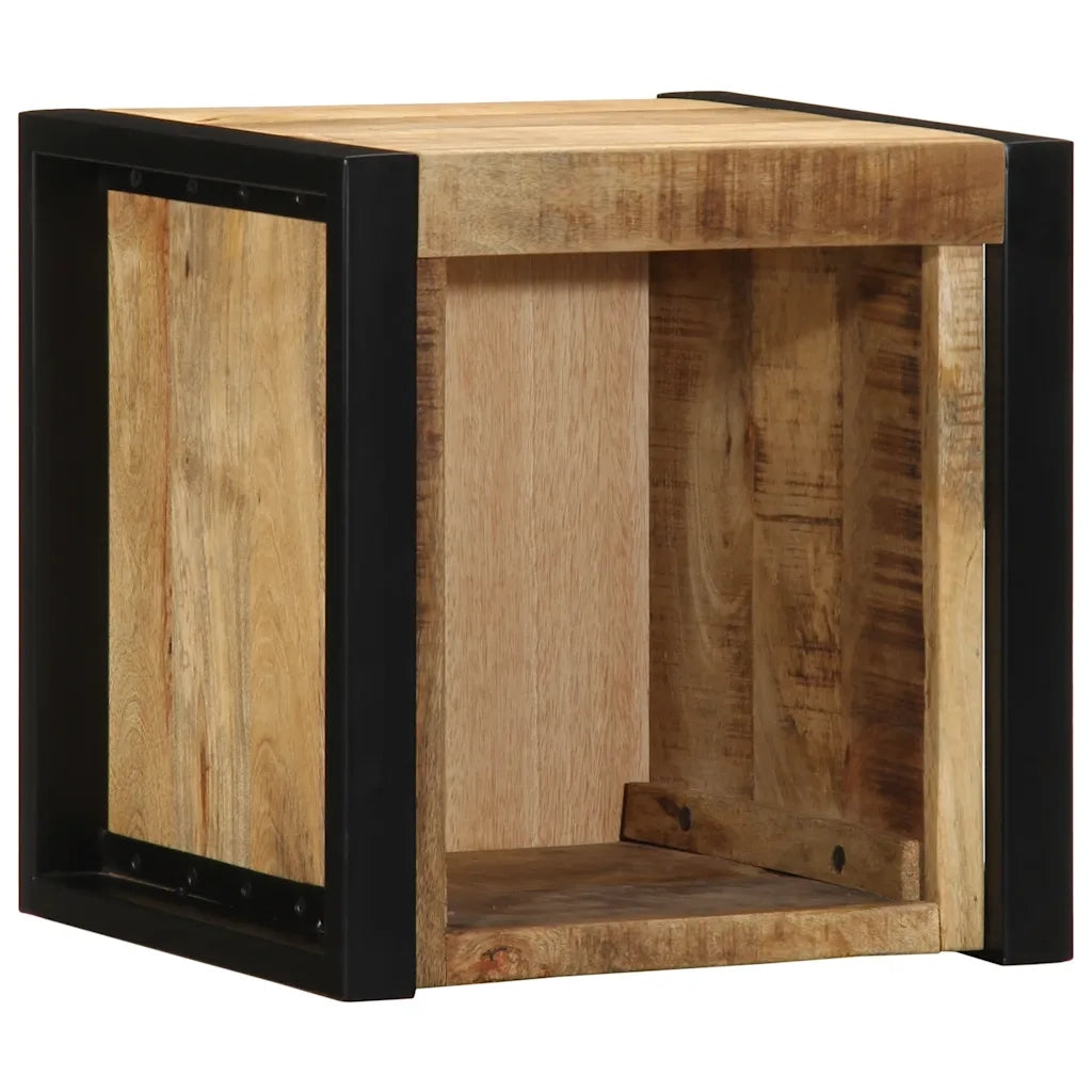 Comodini 2 pz 40x35x40 cm in Legno Massello di Mango Grezzo