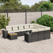 Set Divani da Giardino 11 pz con Cuscini in Polyrattan Nero 3225629