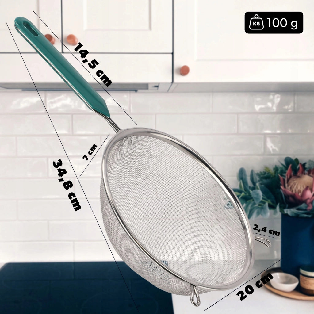 Colino da cucina KADAX con manico in acciaio per setacciare la farina, denso, 20 cm