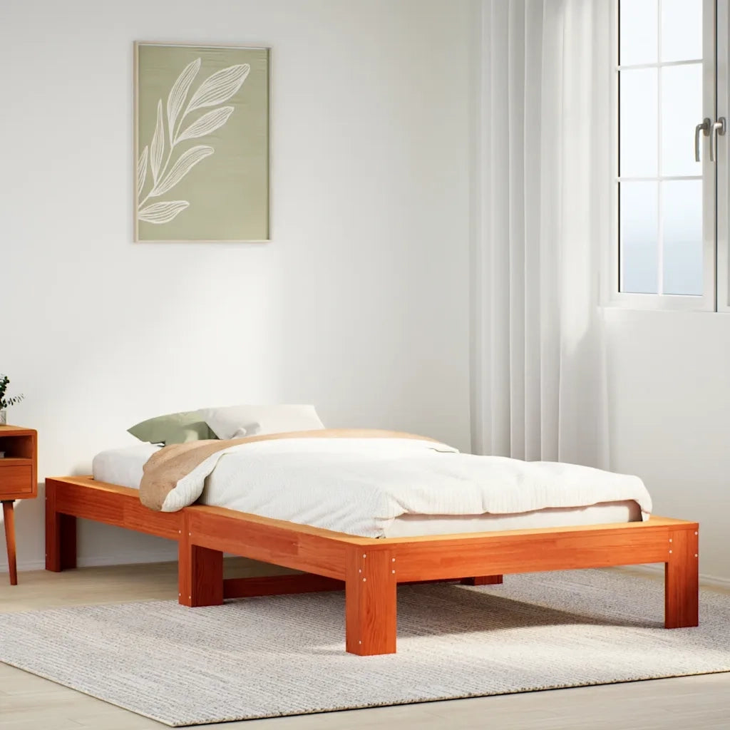 vidaXL Letto senza Materasso Marrone Cera 100x200 cm in Legno di Pino