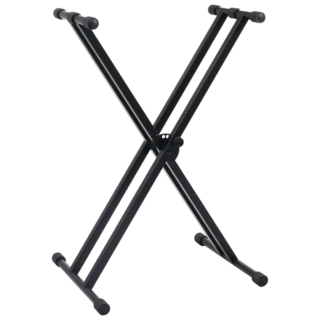 Set Supporto per Tastiera a Doppia Staffa con Sgabello Nero CFW7169339