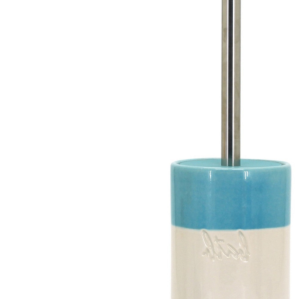 Portascopino in ceramica blu/bianco - serie Bath