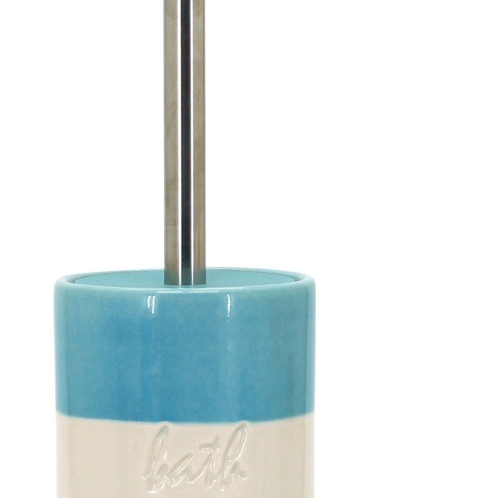 Portascopino in ceramica blu/bianco - serie Bath