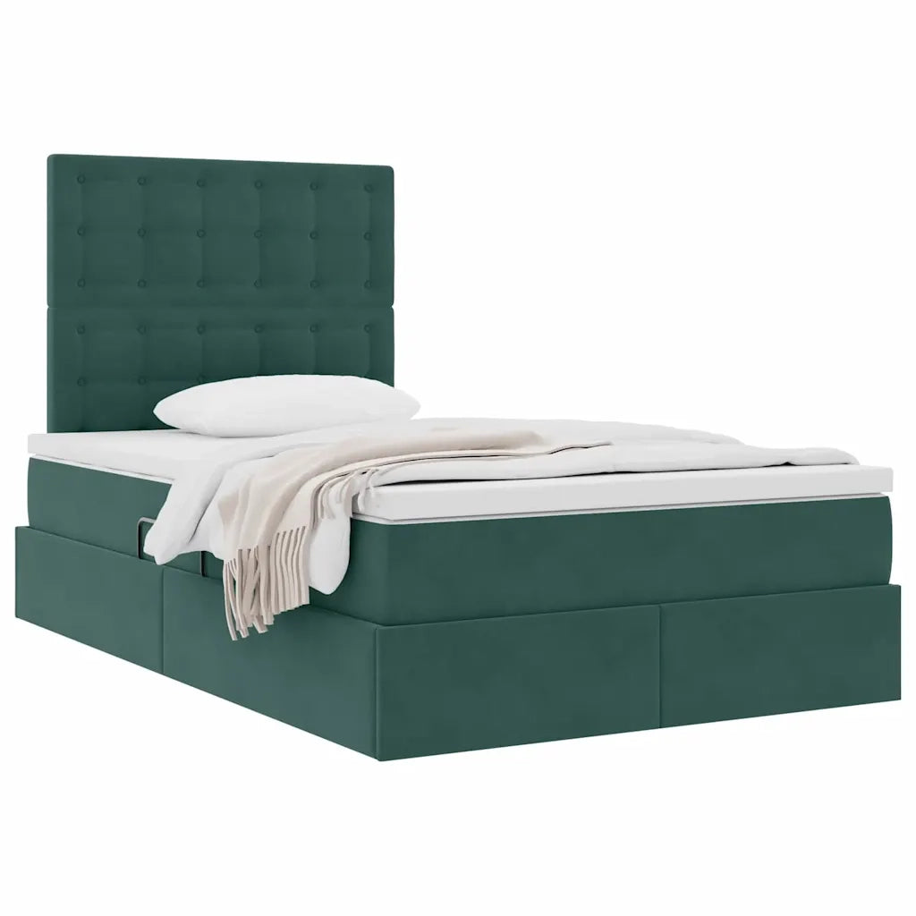 Letto con contenitore e materasso Verde Scuro 120 x 200 cm 3372144