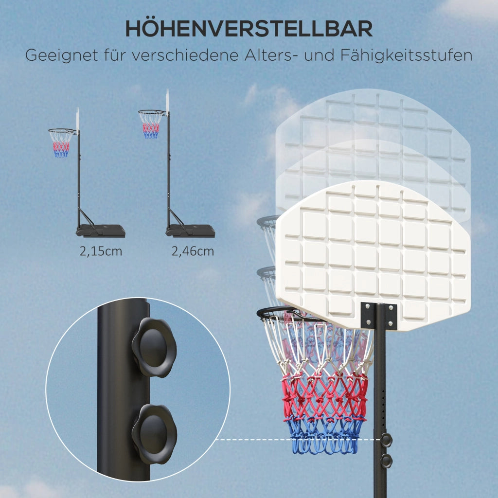 Canestro da basket con supporto, altezza regolabile da 179 a 209 cm, supporto per canestro con ruote, supporto per sistema di basket, per esterni, in