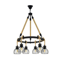 Lampadario A Sospensione Vintage Rampside Acciaio Nero 6 Luci E27