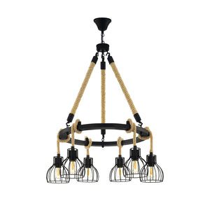 Lampadario A Sospensione Vintage Rampside Acciaio Nero 6 Luci E27