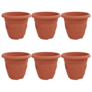 Fioriere | Cassetta per fiori | Vaso Rotondo per Fiori 6 pz Rosso Mattone ? 26 x 21.5 cm