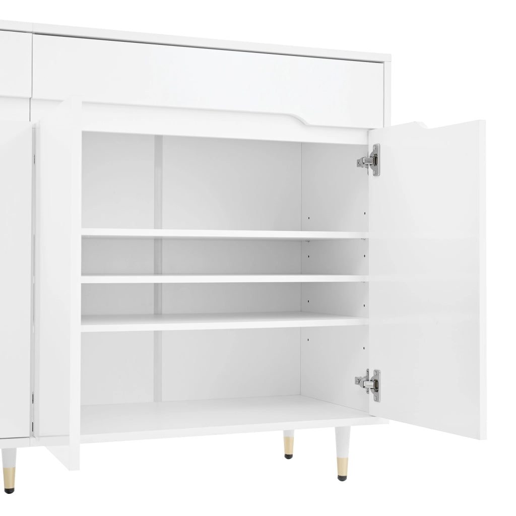 OKWISH Scarpiera con 2 Ante e 2 Cassetti, Ripiani Regolabili e Chiusura Ammortizzata, per Ingresso, 140×39×84 cm