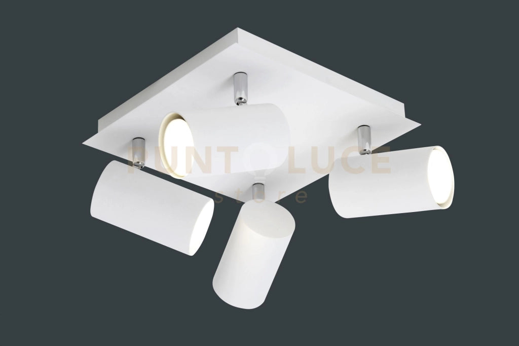 MARLEY PLAFONIERA QUADRATA 4 SPOTS SOFT BIANCO 24X24CM 4 LUCI ATTACCO GU10