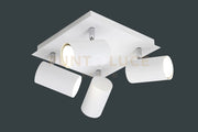 MARLEY PLAFONIERA QUADRATA 4 SPOTS SOFT BIANCO 24X24CM 4 LUCI ATTACCO GU10
