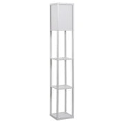 Lampada da Terra con 3 Mensole Integrate, Attacco E27 Potenza 40W, Arredamento Moderno in MDF, 26x26x160cm, Bianco
