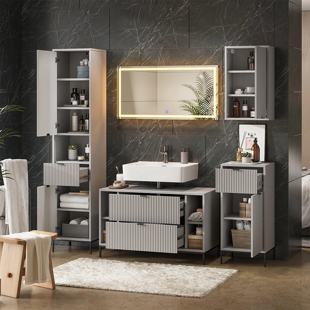 Vicco Set di mobili da bagno Grigio 5 parti