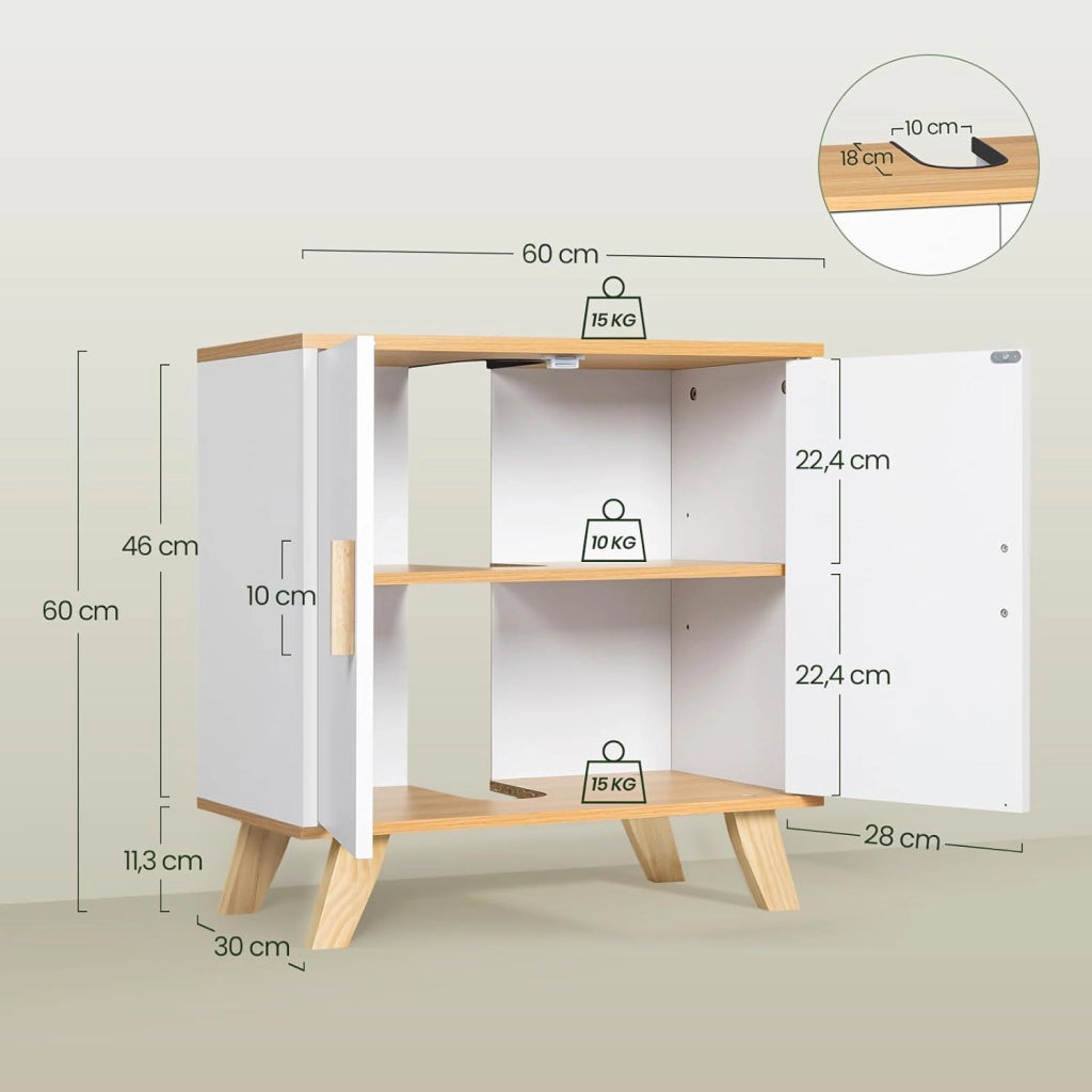 Mobiletto Sottolavabo Sottolavello Armadietto sotto Lavandino per Bagno con Due Ante in Legno
