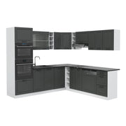 Cucina angolare completa R-Line Antracite rustico/Bianco 247 x 237 cm, PL Antracite Vicco