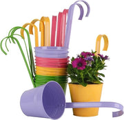 Set di 14 cesti metallici - vasi fiorali multicolor per balcone e giardino - diametro 13 cm