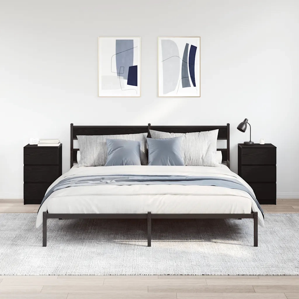 vidaXL Comodini con 3 Cassetti 2 pz Nero 39x35x65 cm