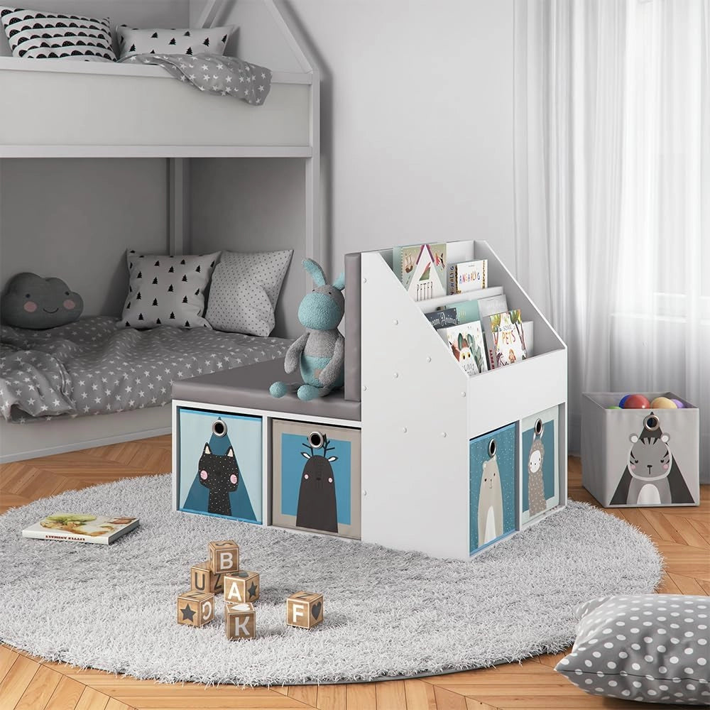 Libreria bambini Onix, Bianco, 97.1 x 78.4 cm, adatto per la conservazione e l'organizzazione dei giocattoli