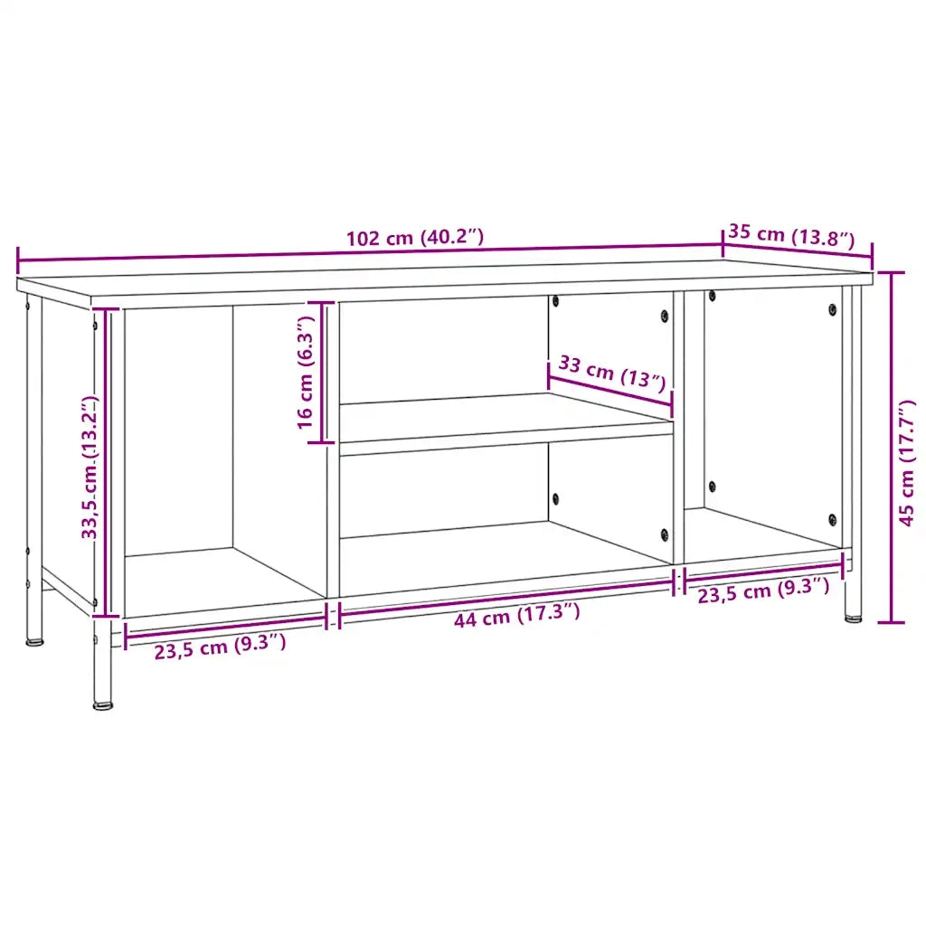 vidaXL Mobile Porta TV Rovere Sonoma 102x35x45 cm in Legno Multistrato