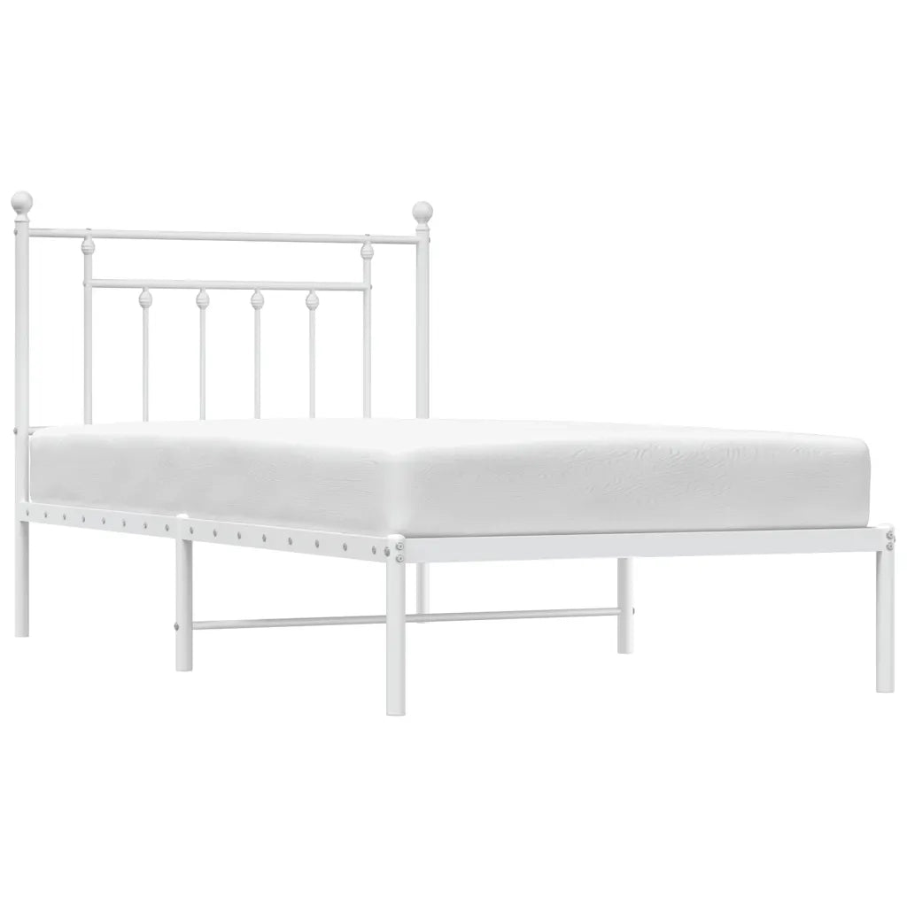 Giroletto con Testiera Metallo Bianco 100x190 cm
