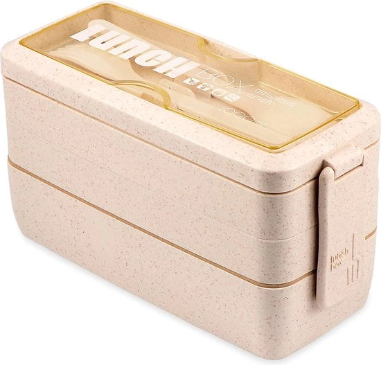 Bento box per adulti, 3 strati, contenitore per panini con cassette, 1000 ml, giapponese, impermeabile, magnetron resistente, colore kaki