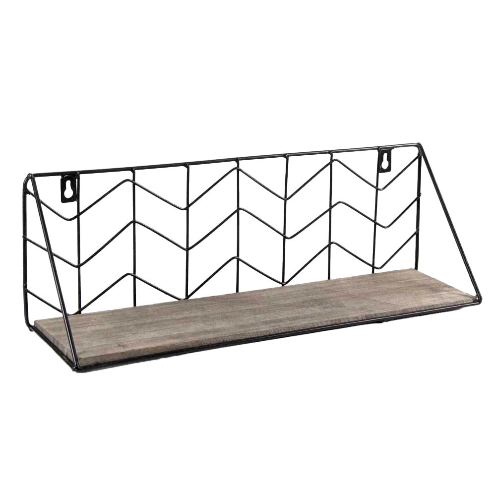 MENSOLA A PARETE CON STRUTTURA IN METALLO E LEGNO 45X12X15 CM